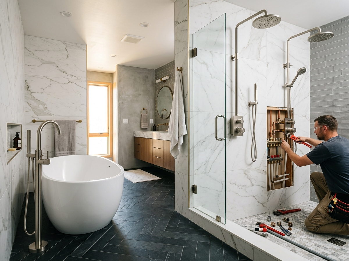 Luxury Bathroom Renovation Plumbing Installation